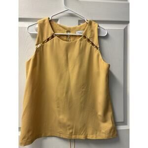 Waverly Yellow Gold Tank Leather Detail Size M Old Money Work Wear
